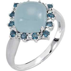  Gold Milky Aquamarine, London Blue Topaz and Diamond Ring: Jewelry