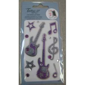  Tattoo It ER11618 Purple Guitars And Music Notes 