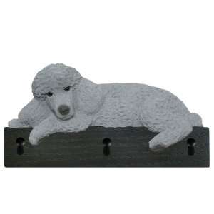   Gray Poodle Dog Figurine Key Ring and Leash Holder Gift: Pet Supplies