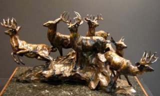 by Sherry Sander SANDER POND Original Bronze Sculpture Deer with 