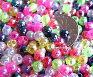 1000+ ABcolors Acrylic Plastic Round Loose Beads 4mm  