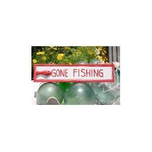 GONE FISHING NAUTICAL SIGN 12 RED   BEACH DECOR: Home 
