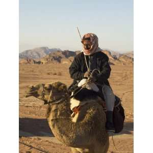 Bedouin on Camel in the Desert, Wadi Rum, Jordan, Middle East Premium 