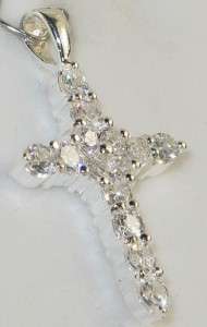 Estate 925 Sterling Silver 1.12ctw Diamond Cut Sapphire Cross Pendant 