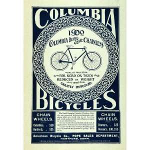  1900 Ad Columbia American Bicycle Company Chain Wheels 