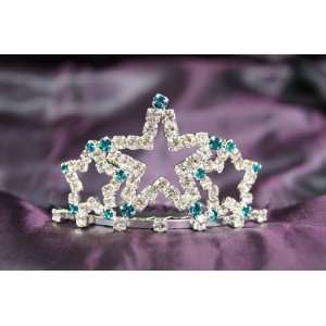   Tiara Crown With Ocean Blue Crystal Star DH15722c 