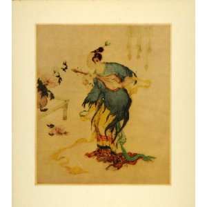  1927 Print Elyse Lord Chinese Musician Lute Costume   Orig 