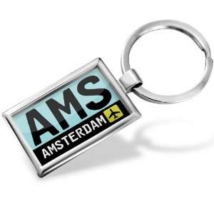 Keychain Airport code AMS / Amsterdam country: United States   Hand 