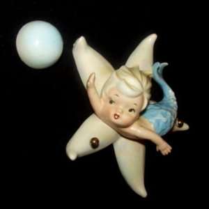   Norcrest Mermaid MERBOY Fish Boy w Starfish Wall Plaque Ceramic  