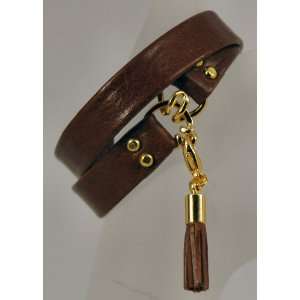   Italian Leather Band Bracelet Brown w/ Charm 