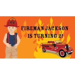  3055B Fire truck Birthday Party Banner: Toys & Games