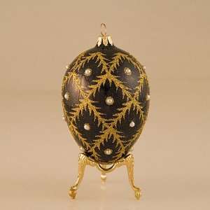   TREE ORNAMENT. Onyx and Pearl Faberge Style Egg 