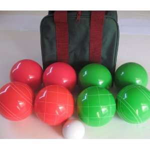   red and green Bocce Balls   110mm. Bag included.: Sports & Outdoors