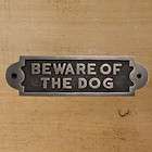 Solid Brass Beware of the Dog Sign   Antique Nickel