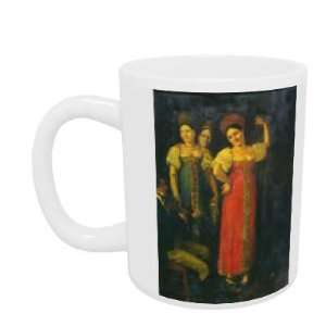 Violinist and three women dancing (oil on   Mug   Standard Size