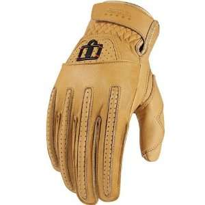 Icon One Thousand Rimfire Mens Leather Street Motorcycle Gloves   Tan 