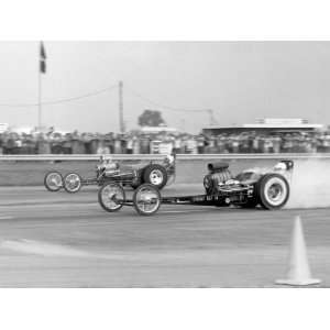 Vintage Front Engined Dragster Premium Poster Print, 24x32:  