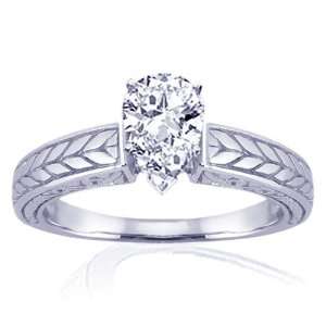  0.75 Pear Shaped Vintage Diamond Engagement Ring SI2 