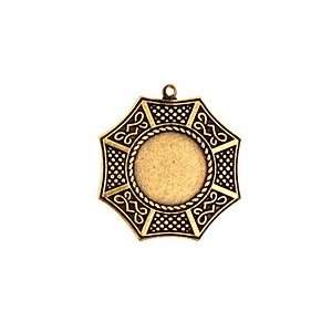  Stampt Antique Brass Bagua Round Setting 13mm Findings 