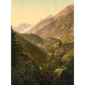 Vintage Travel Poster   Zmutt Valley glacier in background 