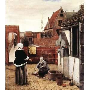    Woman and Maid in a Courtyard, By Hooch Pieter de