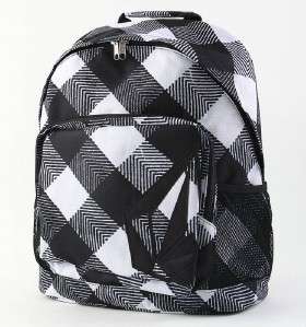 Volcom Fusion Black/White Plaid Backpack Bookbag NWT  