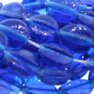 Blue Indian Glass : Oval Plain   20mm Height, 16mm Width, Sold by: 16 