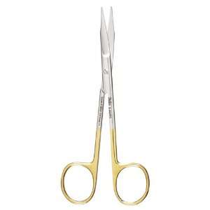   Scissors, curved fine tips, one serrated blade
