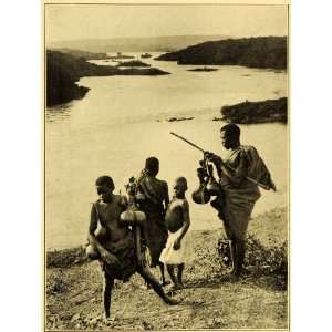  1909 Print Busoga Hunters Ripon Falls Uganda Lake Victoria 