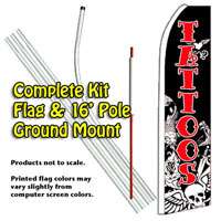 TATTOOS (Skull) 11.5 Ft Swooper/Feather Banner Ad Flag  