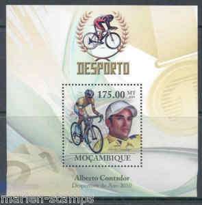 Bicyclists souvenir sheet depicting Alberto Contador  