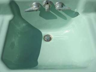 Vintage Bathroom Sink Jadite Green Richmond Porcelain 1950s #118 11 