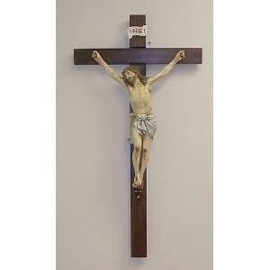  43 1/4 x 23 wooden Crucifix with Resin figure of Jesus 