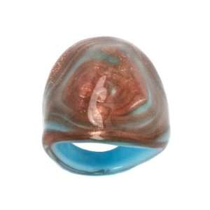  Light Blue Tone Murano Glass Ring, Size 9: Jewelry
