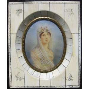 Antique Late 1800s Miniature Portrait of Josephine Bonaparte on Ivory