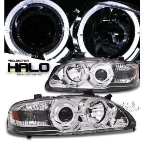   01 02 03 Dual Halo Angel Eye Projector Headlights Chrome: Automotive