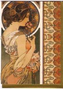 ALPHONSE MUCHA Greeting Note Card COWSLIP Repro New  