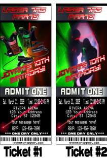 LASER LAZER TAG TICKET VIP BIRTHDAY PARTY INVITATIONS AND FAVORS 