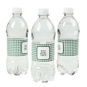  Personalized Green Gingham Water Bottle Labels   Tableware 