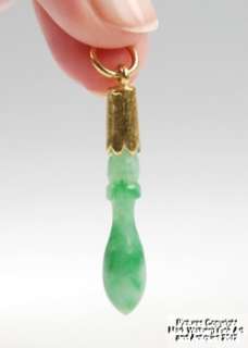 Matching Pair of Chinese Jadeite and Gold Drop Pendants, Late 19th 