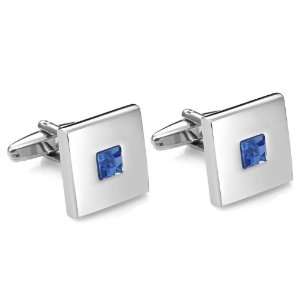   Cubic Zirconia Stainless Steel Mens Cufflinks in a Nice Box (Silver