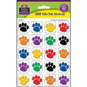 16 Pack TEACHER CREATED RESOURCES COLORFUL PAW PRINT STICKERS VALUE