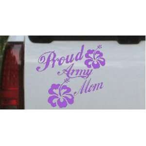 Purple 20in X 21.7in    Proud Army Mom Hibiscus Flowers Military Car 