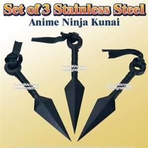  Set of 3 Stainless Steel Anime Ninja Kunai with Sheath 