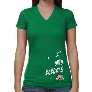   Bobcats Ladies Paint Strokes V Neck T Shirt   Green