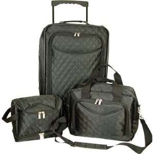  Axiz Group 3 Piece Luxury Quilted Travel Set, Black 