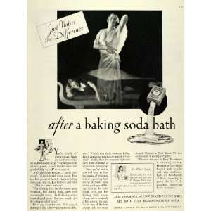 1931 Ad Arm Hammer Cow Brand Baking Soda Bath Woman   Original Print 