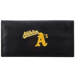   Athletics Black Embroidered Leather Checkbook Cover