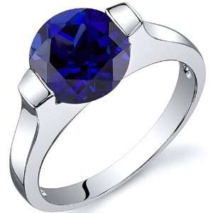 Bezel Set 2.75 carats Blue Sapphire Engagement Ring in Sterling Silver 