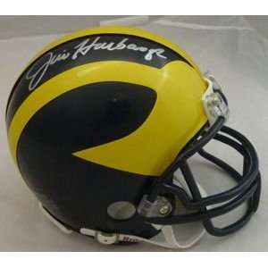  Jim Harbaugh Signed Michigan Wolverines Mini Helmet 